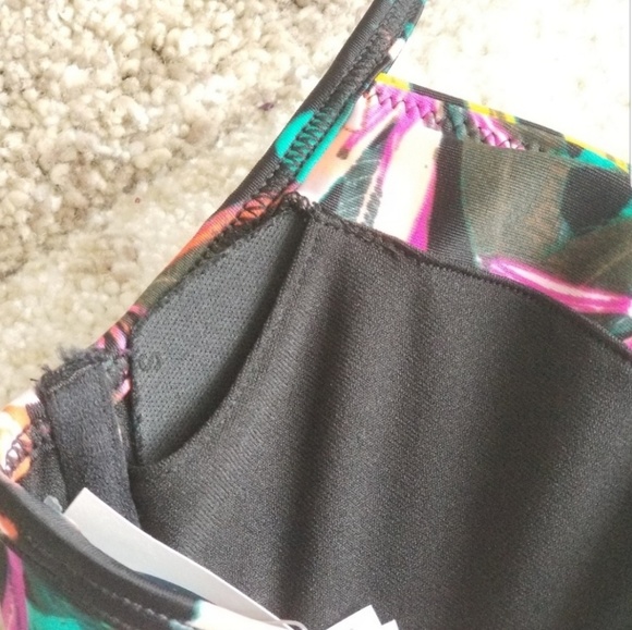 NWT BIKINI TOP TROPICAL PRINT BLACK OLD NA… - Picture 3 of 8